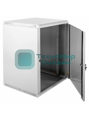 Шкаф телеком. настенный разборный 15U (600х650) дверь стекло, серый RAL 7035