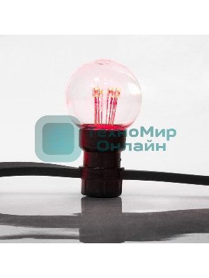 Гирлянда Neon-night LED Galaxy Bulb String 10м, черный каучук, 30 лампx6 LED красный, влагостойкая IP65