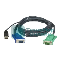 Шнур, мон+клав+мышь USB ATEN, SPHD15=>HD DB15+USB A-Тип, Male-2xMale, 8+4 проводов, опрессованный, 3 метр., черный, (2L-5203U)
