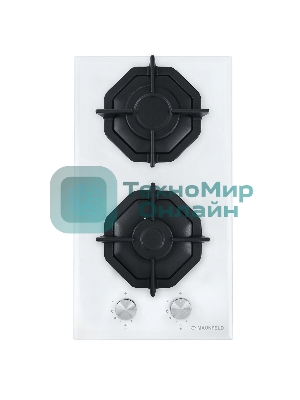 Газовая варочная панель Maunfeld EGHG.32.2CW/G, 2 конфорки, закаленное стекло, белый