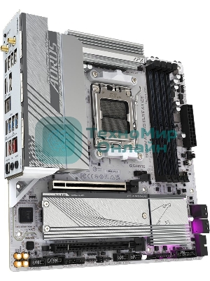 Материнская плата GIGABYTE B650M AORUS ELITE AX ICE, AM5, AMD B650, 4xDDR5, 4xSATA, 2xM.2, 1xPCIe 4.0 x16, 1xPCIe 4.0 x4, 1xDP, 1xHDMI, 1x2.5Gb LAN, Wi-Fi 6E, Bluetooth 5.3, S/PDIF, 2xUSB-C 10Gbps, 2xUSB-A 10Gbps, 5xUSB-A 5Gbps, 4xUSB-A 2.0, 2x3.5 мм, 7.1, mATX
