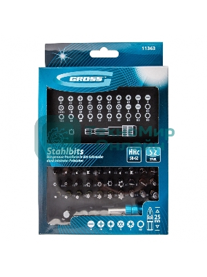 Набор бит Gross 11363 магнитный адаптер, сталь S2, пластиковый кейс, 32 предм.