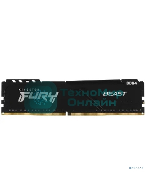 Оперативная память Kingston Fury Beast, DDR4, 16GB (1x16GB), 3200MHz, CL16, DIMM, с радиатором, черный