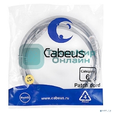 Шнур комм. Cabeus, кат. 6, неэкр., U/UTP, RJ45/RJ45, PVC, AWG24, 3м, серый