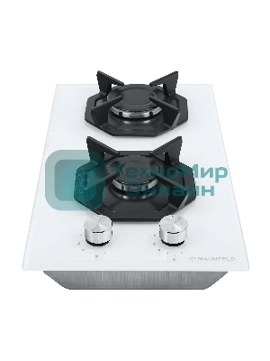 Газовая варочная панель Maunfeld EGHG.32.2CW/G, 2 конфорки, закаленное стекло, белый