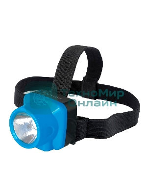 Фонарь налобный аккумуляторный LED5375 220В 0.4Вт LED 2 реж. пластик голуб. Ultraflash 14252