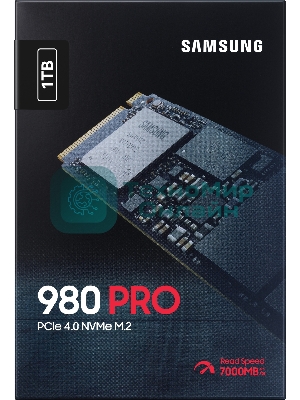 Накопитель SSD Samsung 980 PRO, 1TB, PCIe 4.0 x4, M.2 2280, NVMe, R/W 7000/5000, с радиатором