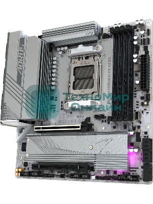 Материнская плата GIGABYTE B650M AORUS ELITE AX ICE, AM5, AMD B650, 4xDDR5, 4xSATA, 2xM.2, 1xPCIe 4.0 x16, 1xPCIe 4.0 x4, 1xDP, 1xHDMI, 1x2.5Gb LAN, Wi-Fi 6E, Bluetooth 5.3, S/PDIF, 2xUSB-C 10Gbps, 2xUSB-A 10Gbps, 5xUSB-A 5Gbps, 4xUSB-A 2.0, 2x3.5 мм, 7.1, mATX