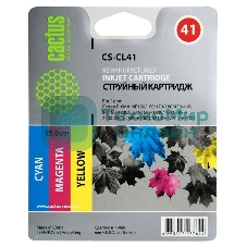 Картридж струйный Cactus CS-CL41 многоцветный (18 мл.) для Canon Pixma MP150/MP160/MP170/MP180/MP210/MP220/MP450/MP460/MP470/iP1200/iP1300/iP1600/iP1700/iP1800/iP190