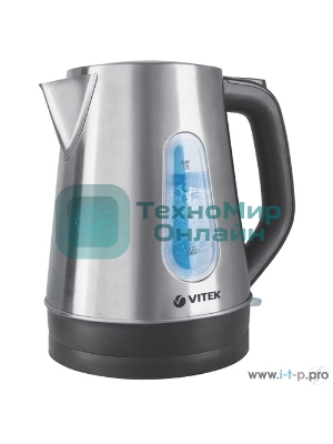 Чайник электрический Vitek VT-7038(ST) Мощность 2200 вт. Объем 1.7 л,Тип нагревательного элемента скрытый.
