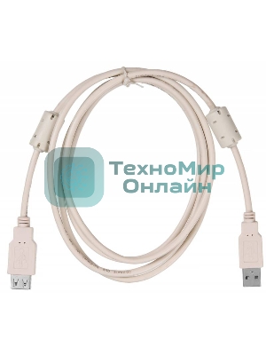 Кабель-удлинитель USB2.0 Buro USB2.0-AM-AF-1.8M-MG A(m)/A(f) (1.8м) феррит.кольца