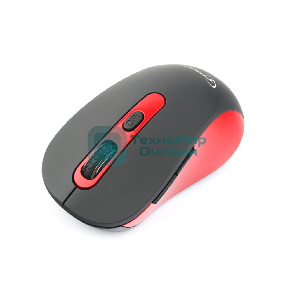 Мышь беспроводная Gembird MUSW-221-R черный/красный, 1600 dpi, радиоканал, USB, кнопки - 6