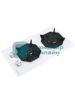 Газовая варочная панель Maunfeld EGHG.32.2CW/G, 2 конфорки, закаленное стекло, белый