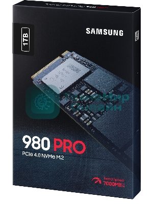 Накопитель SSD Samsung 980 PRO, 1TB, PCIe 4.0 x4, M.2 2280, NVMe, R/W 7000/5000, с радиатором