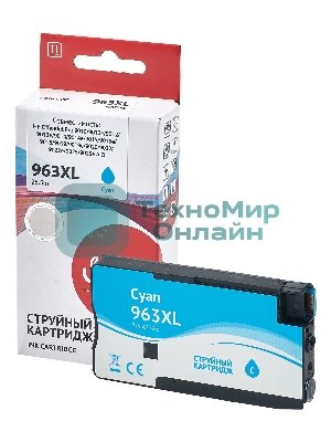 Картридж струйный Sakura 3JA27AE (№963XL Cyan) для HP, голубой, 25,5 мл., 1600 к.