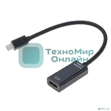 Переходник с кабелем Bion mini DisplayPort - HDMI, 20M/19F, 4k@30Hz, длинна кабеля 15 см, черный BXP-A-mDPM-HDMIF-015