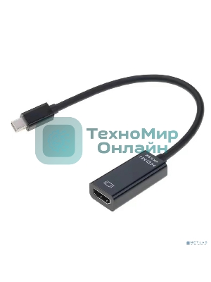 Переходник с кабелем Bion mini DisplayPort - HDMI, 20M/19F, 4k@30Hz, длинна кабеля 15 см, черный BXP-A-mDPM-HDMIF-015