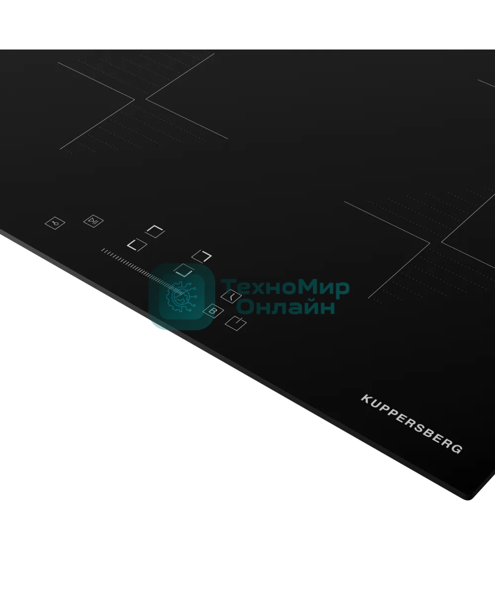 Индукционная варочная панель Kuppersberg ICI 604 60 см, индукция, High-Tech, inverter, прямой край, 9 уровней мощности, бустер, Stop and Go, автоматическое отключение, таймер, индикатор остаточного тепла, сенсорное/слайдерное управление, черный