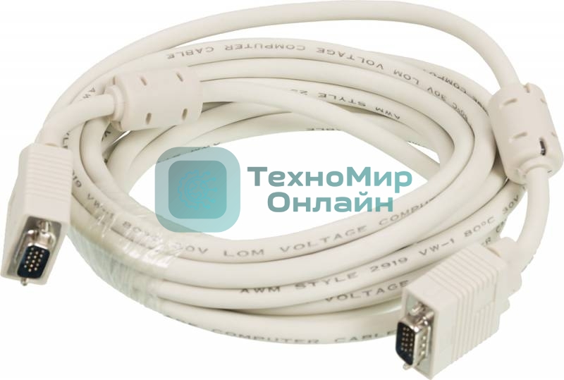 Кабель VGA Ningbo CAB016S-5m VGA HD15 (m)/VGA HD15 (m) 5м феррит.кольца