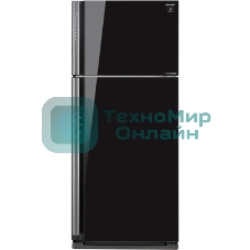Холодильник Sharp SJ-XP59PGBK черное стекло двухкамерный 430/148л морозилка сверху, No Frost