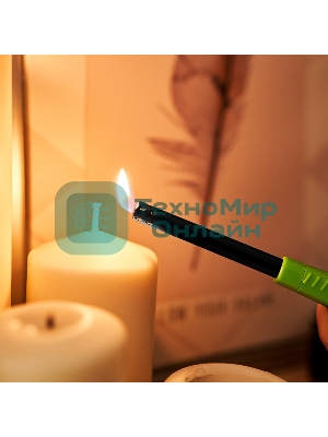 Бытовая газовая пьезозажигалка с классическим пламенем многоразовая (1 шт.) зеленая СК-306 Сокол