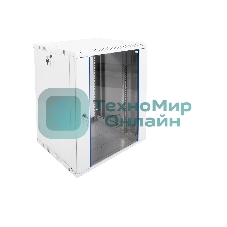 Шкаф телекомм. настенный разборный 15U (600х520) дверь стекло, черный