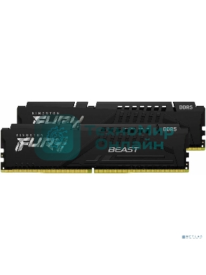 Оперативная память Kingston Fury Beast, DDR5, 64Gb (2x32Gb), 6000MHz, CL36, DIMM, с радиатором, черный