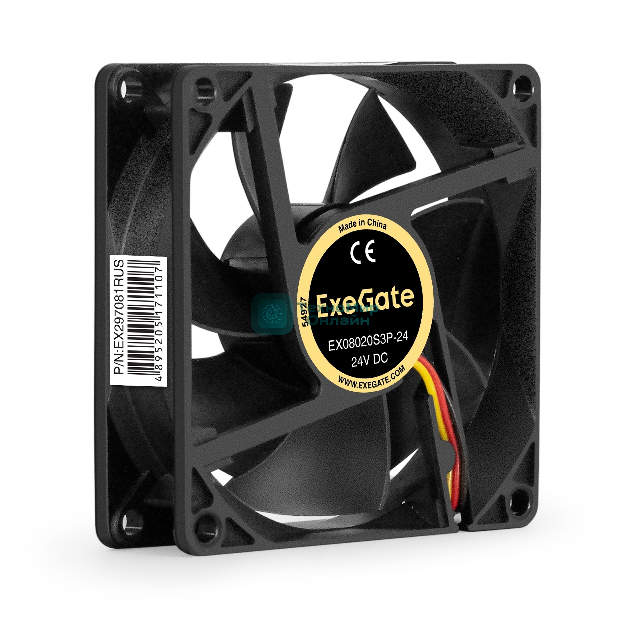 Вентилятор для корпуса ExeGate EX08020S3P-24 черный, 80 мм, 3900 об/мин, 41.2 дБ, 3 pin