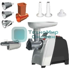 Мясорубка электрическая Аксион М61.02 черно/серебристый, 2000 Вт, 4.0 кг/мин, реверс, защита от перегрузки, насадки - 4