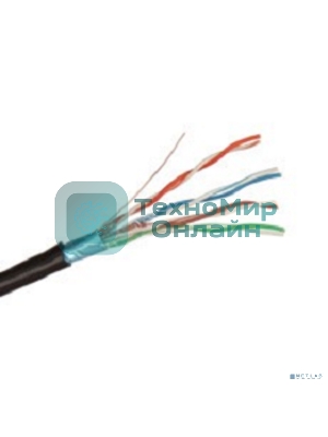 Кабель Exegate FTP 4 пары кат.5e медь, экран, внешн. прокладка, с тросом, катушка 305м, черный, PE