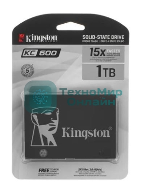 Накопитель SSD Kingston KC600, 1Tb, SATA III, 2.5