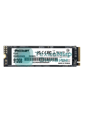 Накопитель SSD Patriot P320, 512Gb, PCIe 3.0 x4, M.2 2280, NVMe, R/W 3000/2200