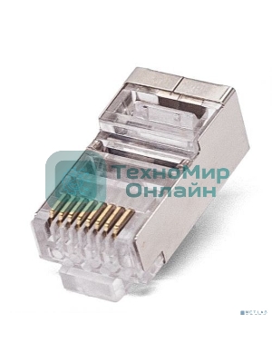 Коннектор RJ-45 Filum FL-NA-PLUG5E-6 5E кат., 8p8c, экран, 30 мкм, универсальный, для одножильного и многожильного кабеля, уп/100 шт