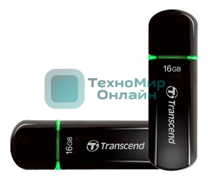 Флешка USB Transcend Jetflash 600 (TS16GJF600), 16Gb, USB 2.0, R/W 30/15, черный/зеленый