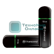 Флешка USB Transcend Jetflash 600 (TS16GJF600), 16Gb, USB 2.0, R/W 30/15, черный/зеленый