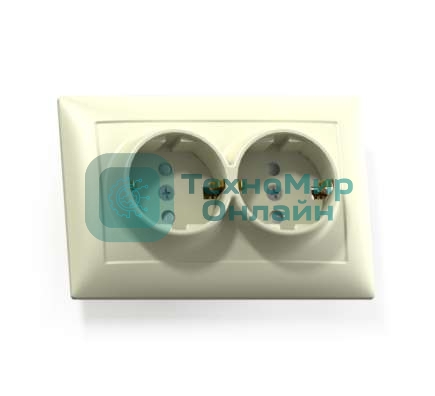 Розетка Кунцево-Электро 2-м СП Селена РС16-372 с заземл. сл. кость