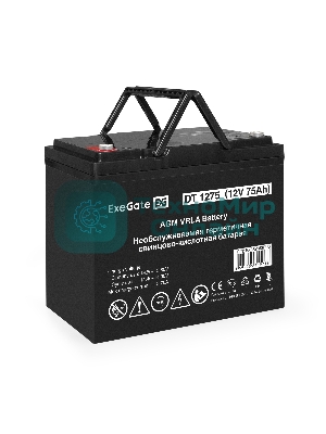 Аккумуляторная батарея ExeGate DT 1275 (12V 75Ah, под болт М6)