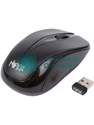 Мышь беспроводная HIPER HOMW-061 черный, 1000 dpi, радиоканал, USB, кнопки - 3