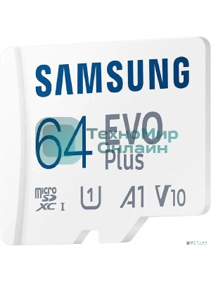 Флеш карта microSD 64Gb SAMSUNG EVO PLUS microSDXC Class 10, UHS-I, (SD адаптер) 130MB/s