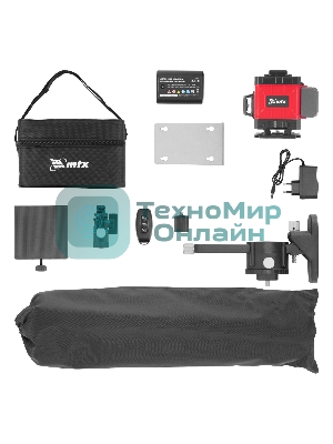 Лазерный уровень м-призм. MTX ML 360-3 Pro SET, 30 м, акк. Li 3000 мА·ч, состоит из 2 частей