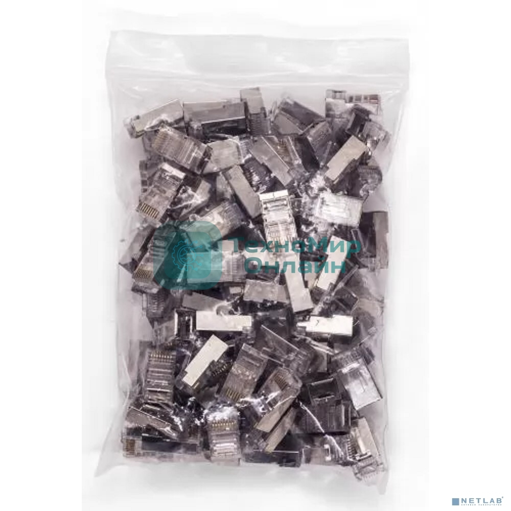 Коннектор RJ-45 Filum FL-NA-PLUG5E-6 5E кат., 8p8c, экран, 30 мкм, универсальный, для одножильного и многожильного кабеля, уп/100 шт