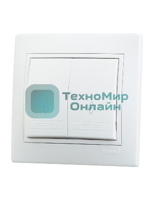 Выключатель LEZARD 701-0202-106 серия скр.проводки Мира проходной двойной белый