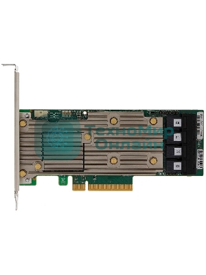 Контроллер MegaRAID 9460-16I SGL (05-50011-00), PCIe 3.1 x8 LP, SAS/SATA/NVMe, RAID 0,1,5,6,10,50,60, 16port(4 * int SFF8643), 4Gb Cache, 3516ROC