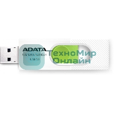 Флешка USB ADATA UV320 (AUV320-128G-RWHGN), 128Gb, USB 3.2 Gen1, R/W 100/30, белый/зеленый