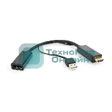 Конвертер HDMI->DisplayPort, Cablexpert DSC-HDMI-DP, HD19M+USBxHD20F, черный