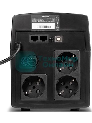 Источник бесперебойного питания SVEN Pro 1000 1000VA/720W USB, RJ-45 (3 EURO) 