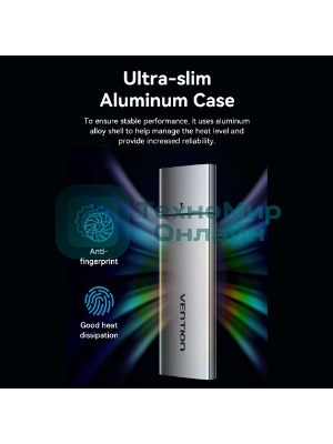 Корпус для SSD Vention USB 3.1 Gen 2-C M.2 NGFF (B-Key/B&M Key) Серый