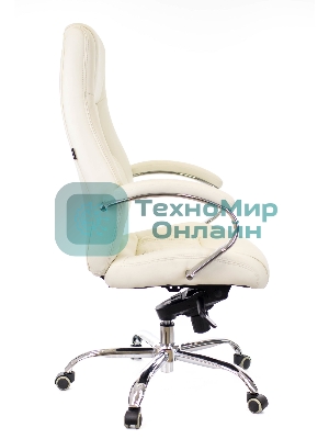 Кресло офисное Everprof Kron M бежевое (экокожа, хром, ролики, Мультиблок)