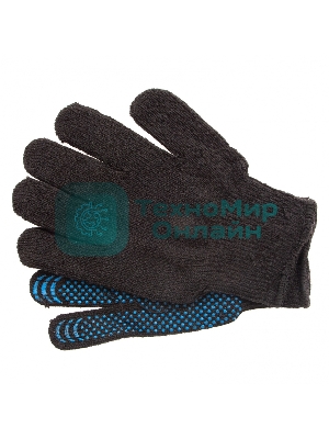 Перчатки трикотажные Сибртех хлопкоэфирные плюшевые, ПВХ 