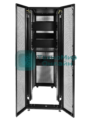 Шкаф серв.ПРОФ нап. 42U (600x1000) дверь перфор., задние двойные перфор., черный, в сборе (ШТК-СП-42.6.10-48АА-9005) (1 коробка)
